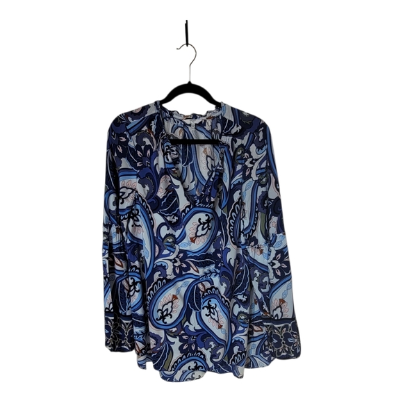 Crown & Ivy Blue and White Paisley Blouse - Picture 1 of 7